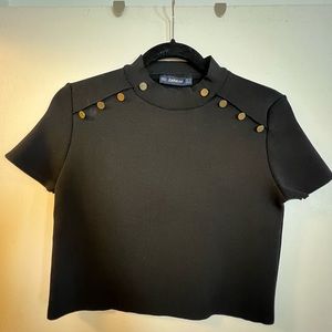 Zara knit crop top with gold buttons